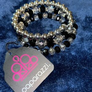 Paparazzi black and silver wraparound bracelet